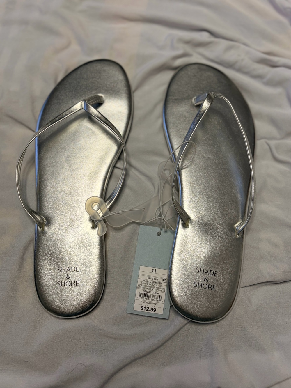 Target Shade & Shore Silver Metallic Women's Flip Flop Sandals
